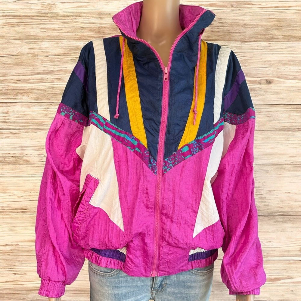 Vtg 80s Wildcat The Ultimate Collection Windbreaker Jacket Women’s Multicolored